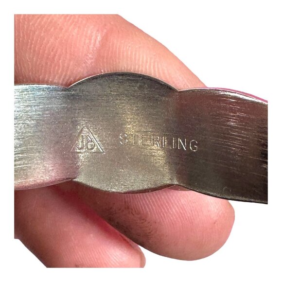 Vt JB Sterling Silver Engravable Engrave Blank Bangle Bracelet Safety Chain Oval - Picture 4 of 10